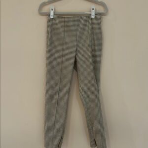 Theory checked long pants with zippered slit at bottom of legs.